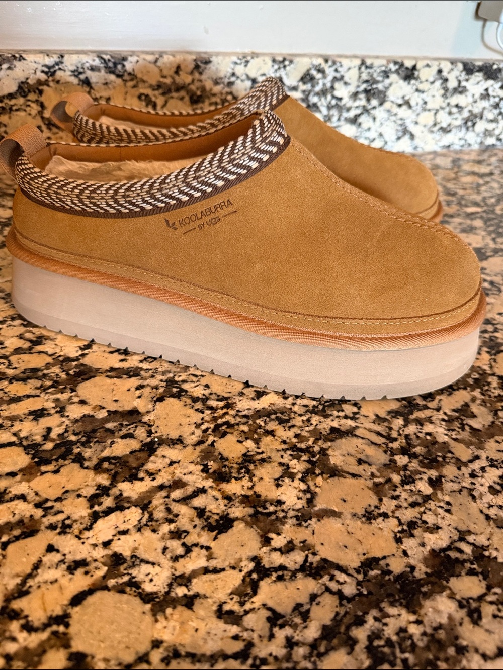 Koolaburra Tan Suede Slip-On Platform Mules